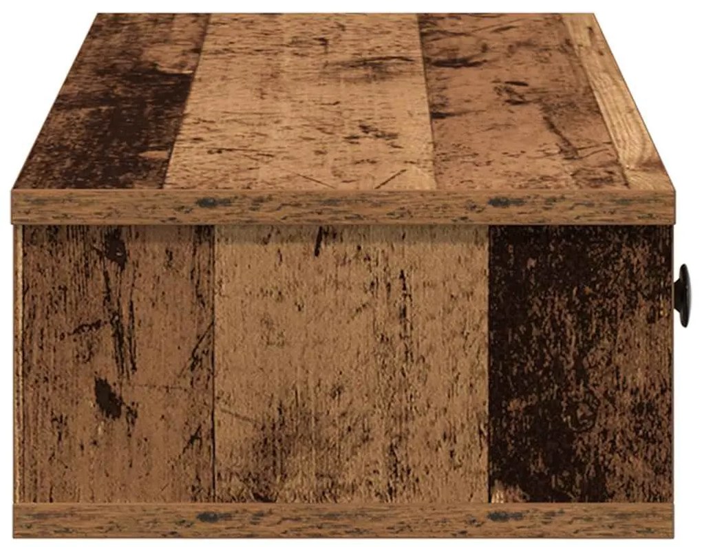 antik fa szerelt fa falipolc fiókokkal 100 x 37,5 x 19 cm