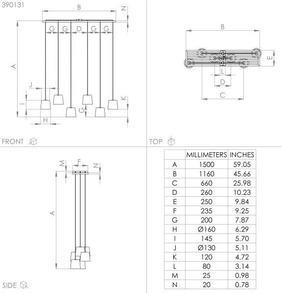 Eglo 390131 - Csillár zsinóron CAMARIOCA 6xE27/40W/230V fekete/barna