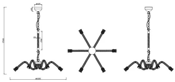 Reality - Csillár láncon ALVA 6xE27/10W/230V