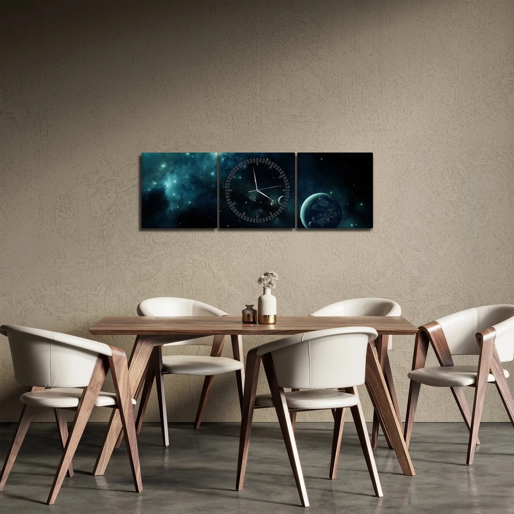 Kép - Élet az űrben (órával) (90x30 cm)