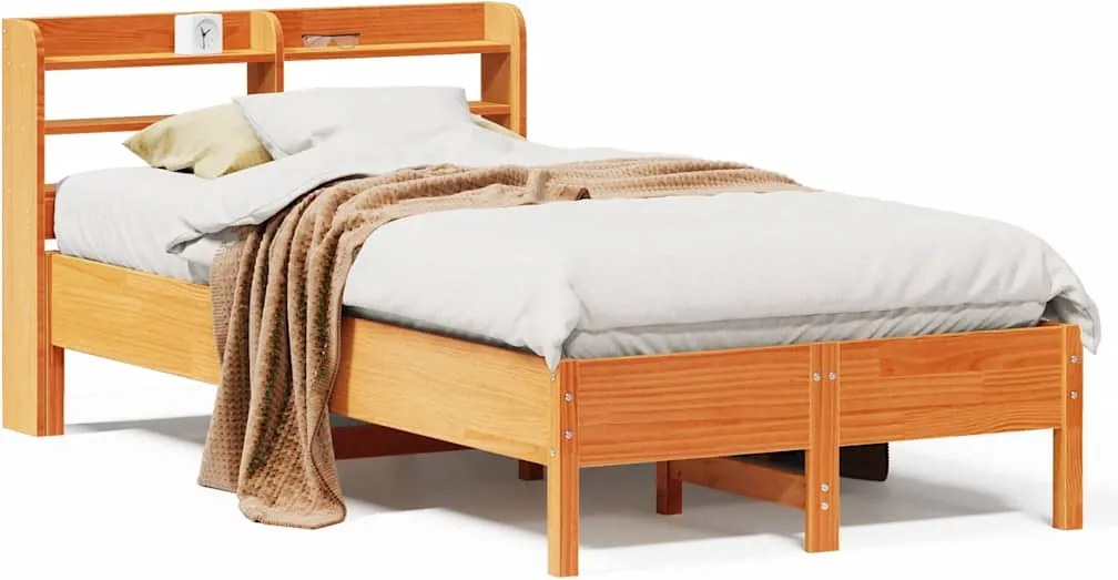 vidaXL viaszbarna tömör fenyőfa ágy matrac nélkül 100 x 200 cm