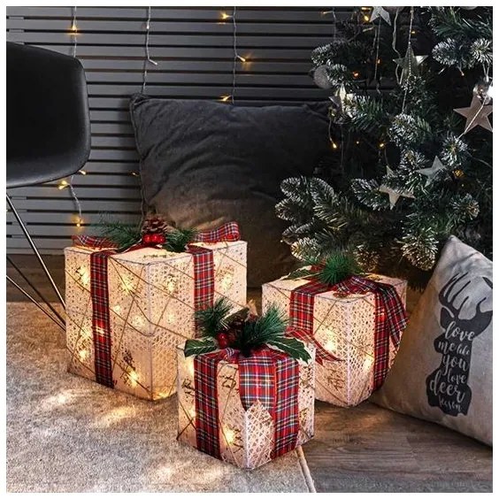 Solight 1V291 - 3 db-os LED karácsonyi ajándék szett 48xLED/3,6W/230V IP44 meleg fehér