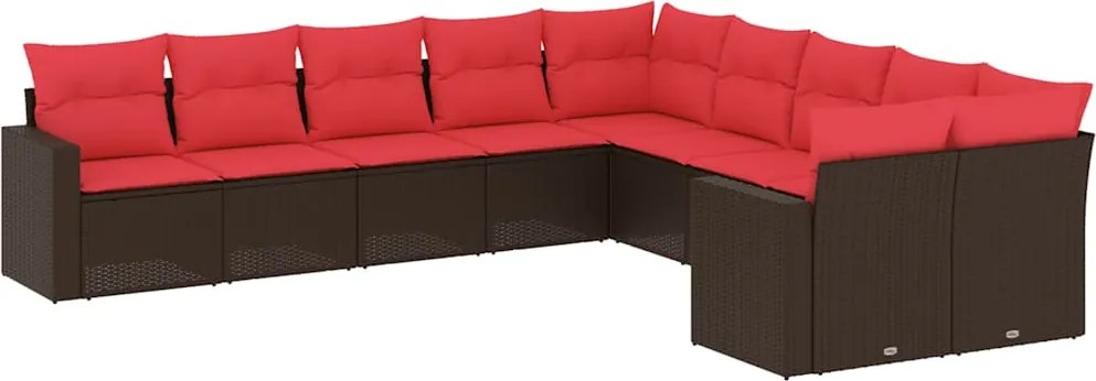 vidaXL 10 részes barna polyrattan kerti ülőgarnitúra párnákkal