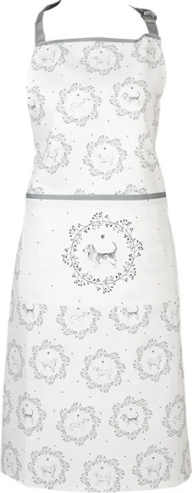 Bavlněná konyhai zástěra motívum pejsků Lovely Grey Dogs 70x85 cm