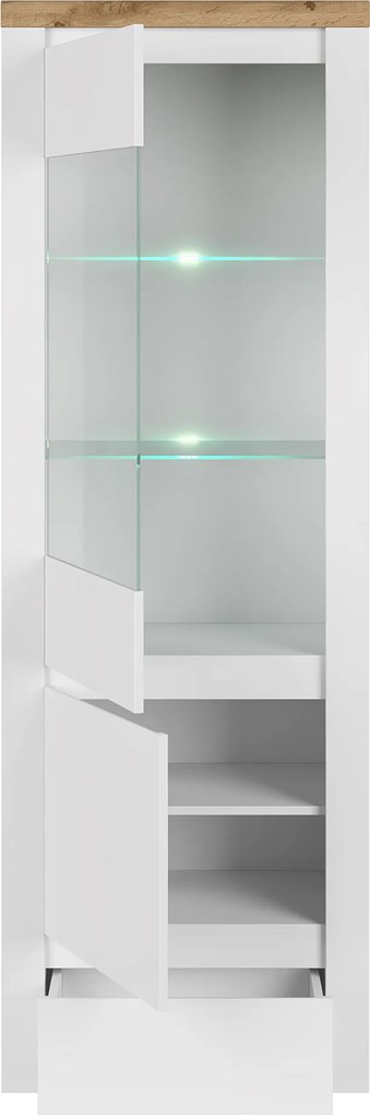 Vitrin 1D1W1S, fényes fehér/wotan tölgy, VILGO