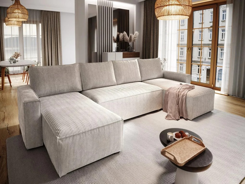 U alakú ülőgarnitúra SMART COSARO 295x140 cm, krém