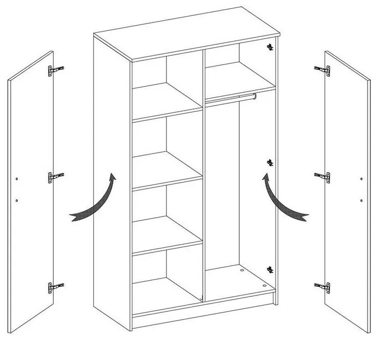 Smyk 06 Ifjúsági 2 ajtós gardróbszekrény sonoma - fehér- Választható színes fogantyúval N - Csomagolássérült