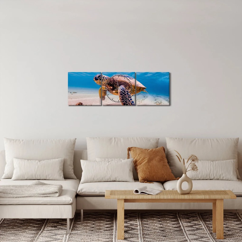 Teknős képe az óceánban (órával) (90x30 cm)