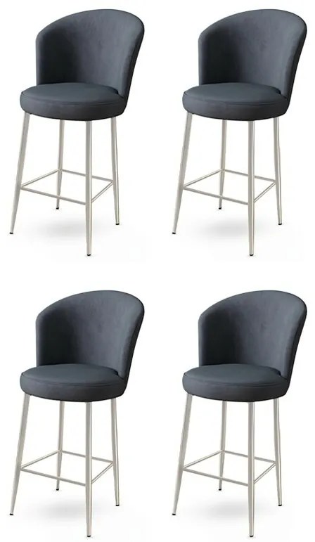 Alte Anthracite and Chrome bárszék szett, 4 db, 4 db