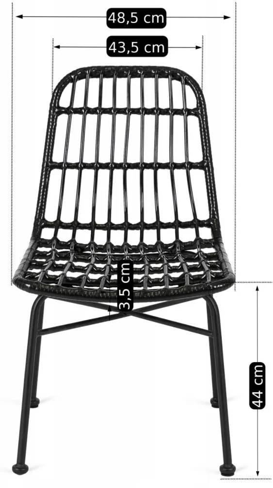 Fekete Rattan Étkezőszék. WALDI