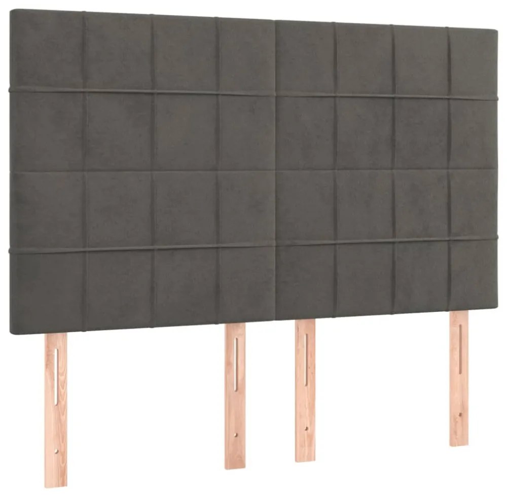 sötétszürke bársony rugós ágy matraccal 140x190 cm