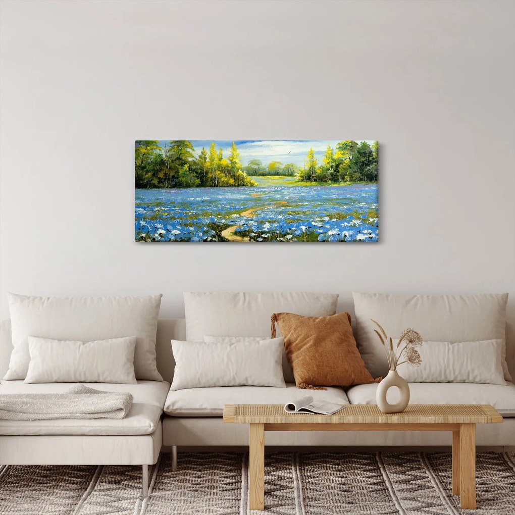 Kép - ösvény a mezőn, olajfestmény (120x50 cm)