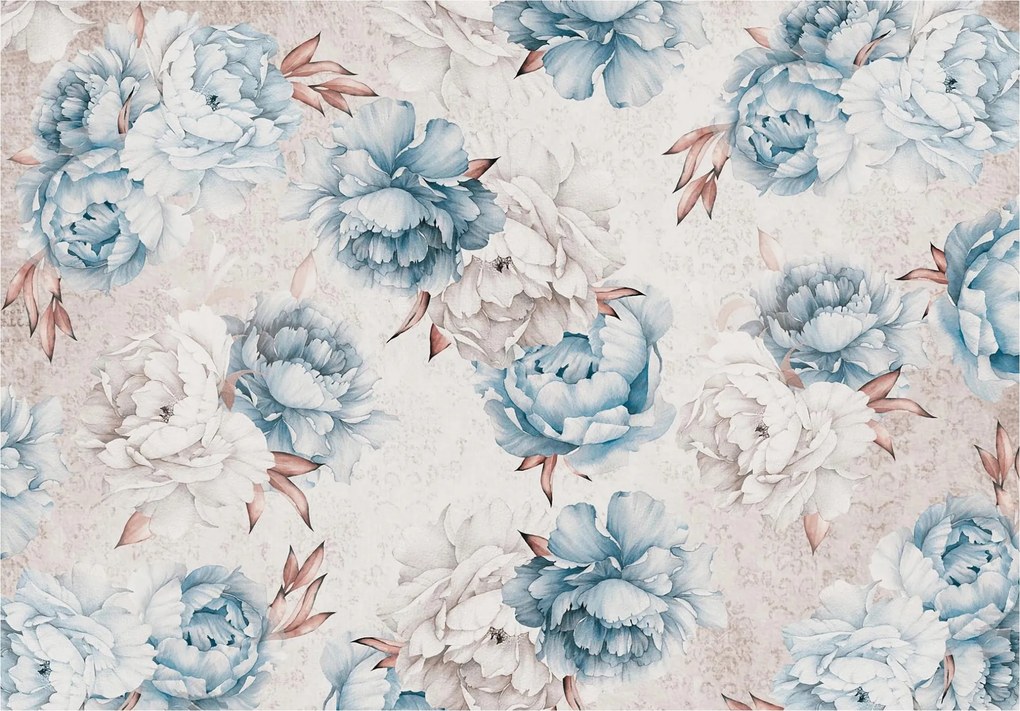 Fotótapéta Bazsarózsa kék-fehér virágzó finom 416x254 +ragasztó