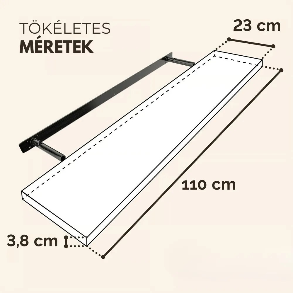 FIGO + fali polc konzollal, 110cm, fekete Casaria