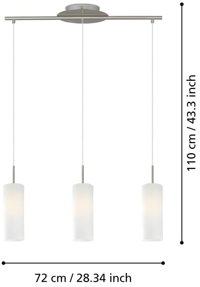 Fehér-ezüstszínű függőlámpa üveg búrával TROY 3 – EGLO