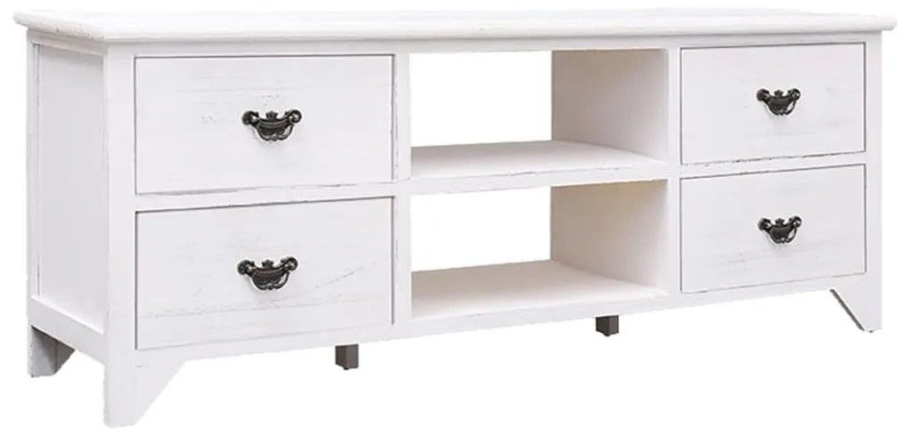 antik fehér tömör császárfa TV-szekrény 108 x 30 x 40 cm