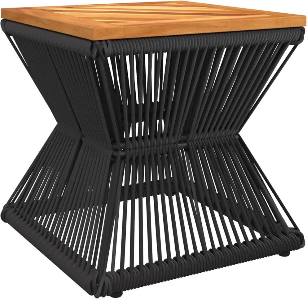 vidaXL fekete tömör akácfa dohányzóasztal drót aljjal 38 x 38 x 38 cm