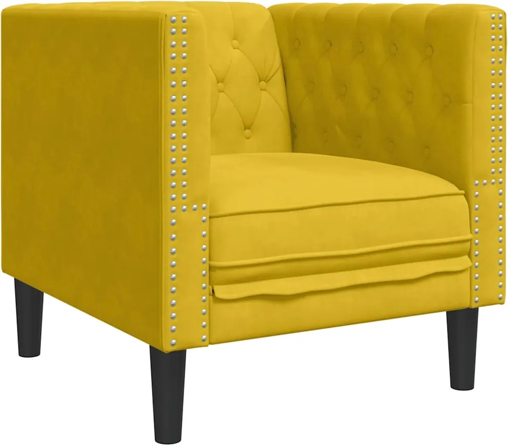 vidaXL sárga bársony Chesterfield kanapéfotel