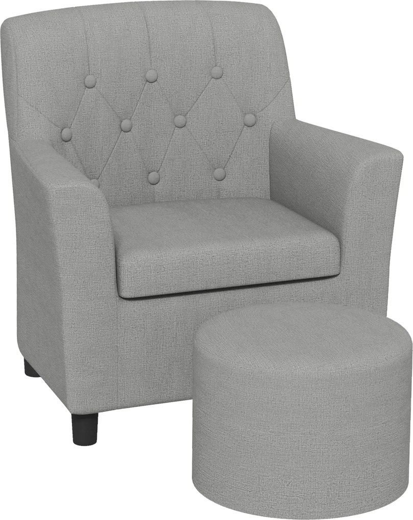 AIYAPLAY Gyerek Szék Gyerek Kanapé Ottomannal 1.5-3 Éveseknek Gyerek Bútorok Óvoda Kielégítő Vászon Külső Eukaliptusz Fa Szürke 45 x 43 x 50.5 cm | Ao