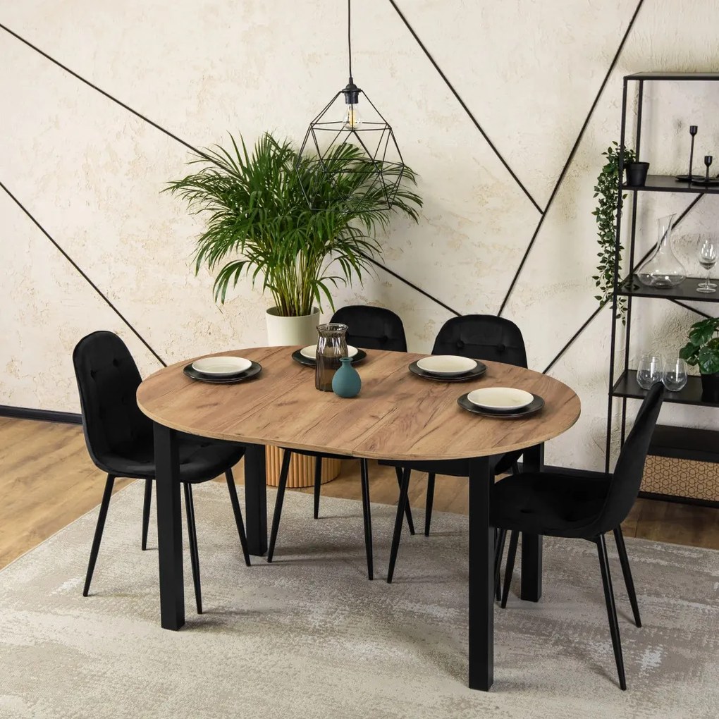 Bővíthető étkezőasztal 102–142 cm Craft tölgy / fekete színkombinációban – HARRY – ME-B-HARRY-DC-CZ-S