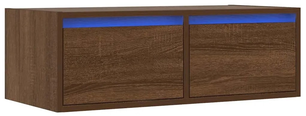 TV szekrény LED világítással barna tölgyfa 75x35,5x25 cm