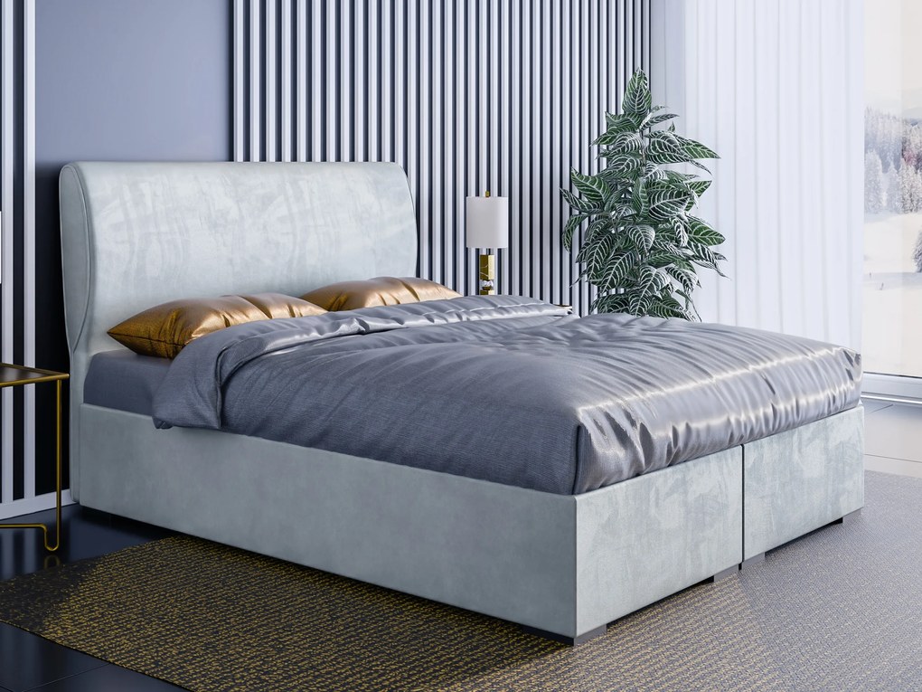 Franciaágy Boxspring 140 cm Simoon (világosszürke) (matraccal és tárolóhellyel). 1043450