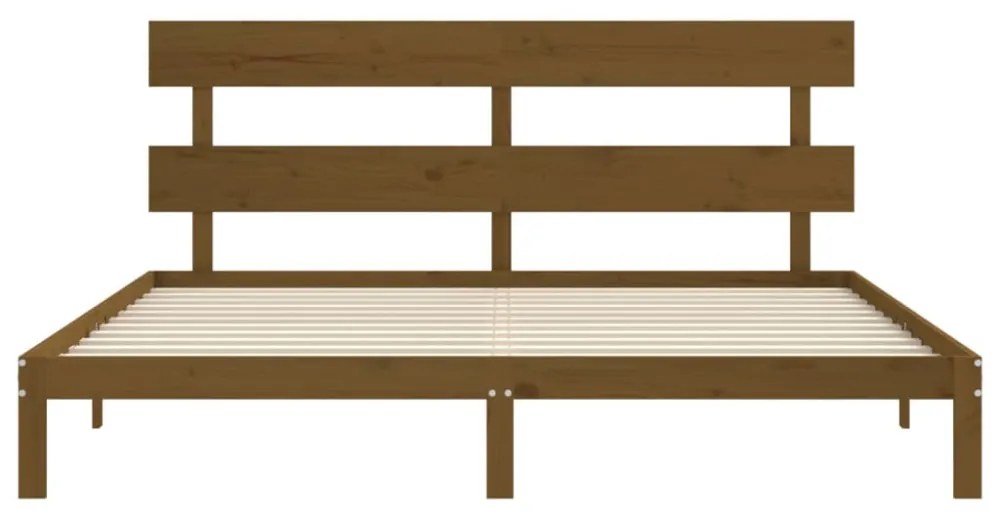 mézbarna tömör fa ágykeret fejtámlával 200 x 200 cm