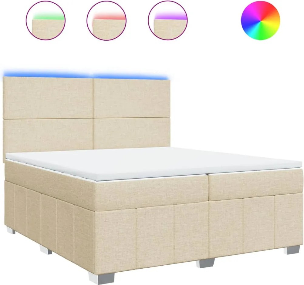 vidaXL krémszínű szövet rugós ágy matraccal 200 x 200 cm