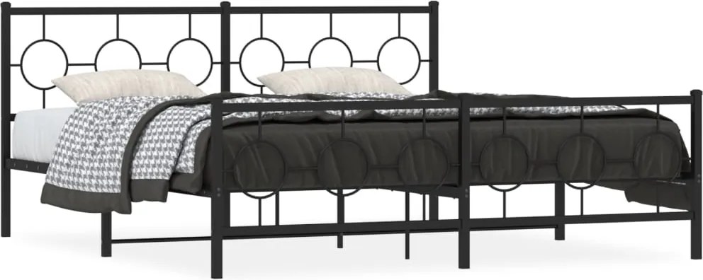 vidaXL fekete fém ágykeret fej- és lábtámlával 183 x 213 cm