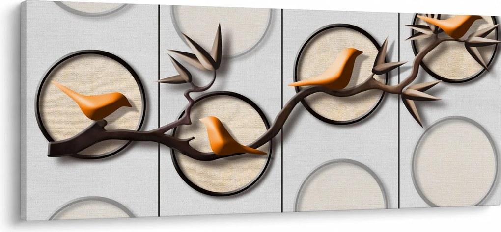 Művészi kép - Madarak egy ágon (120x50 cm)