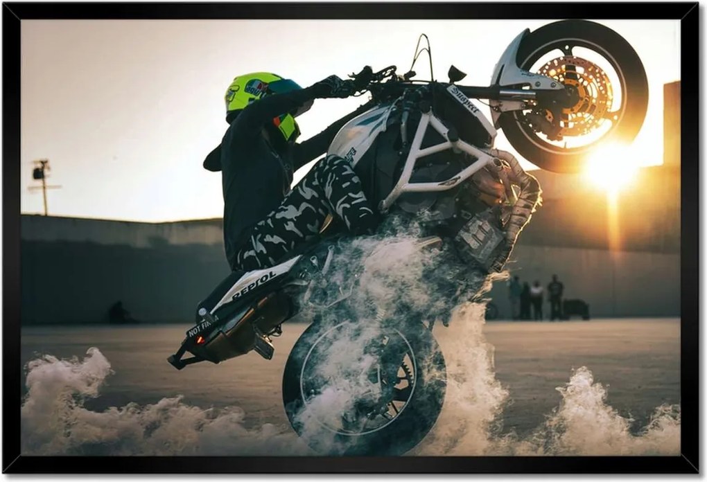 Poszterek keretben 60x40 Gumiégetés motorkerékpárral
