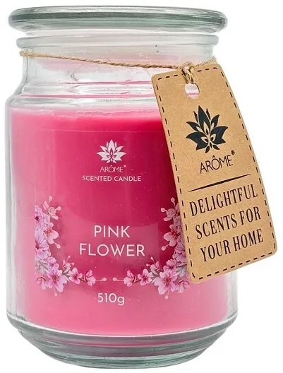 Arome Pink flower gyertya üvegben, 510 g