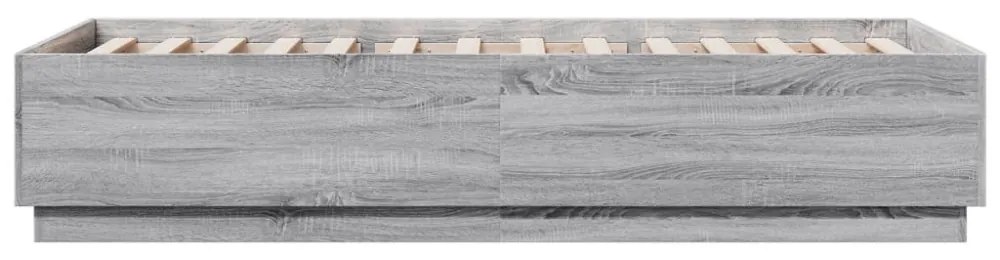 sonoma tölgyszínű szerelt fa ágykeret LED-del 100 x 200 cm