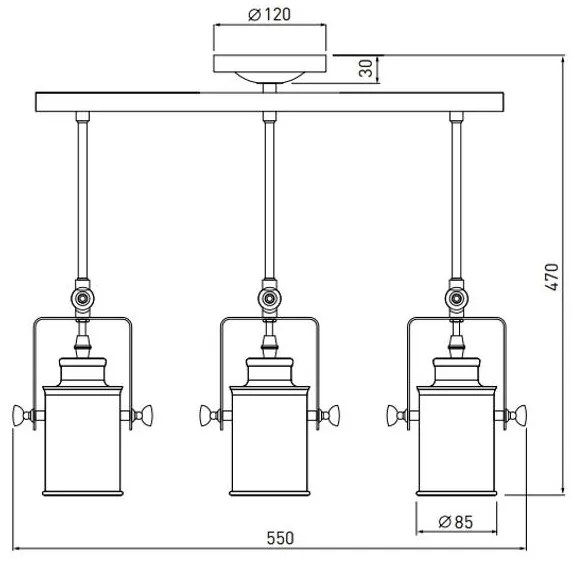 Lámpa Mennyezeti lámpatest DEMIR 3,4014, AC220-240V, 50/60Hz, 3*E27, IP20, hármas, fekete