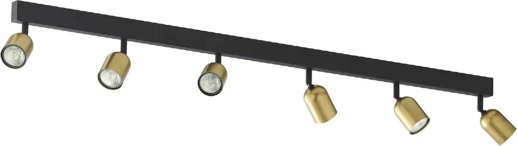 Mennyezeti lámpa fekete 6xGU10 fém 6 arany reflektor 126cm Top