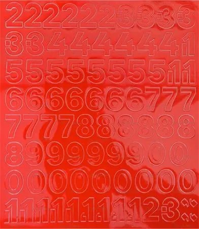 Öntapadós matrica, 2 cm-es, számlap, piros (LUIN127)