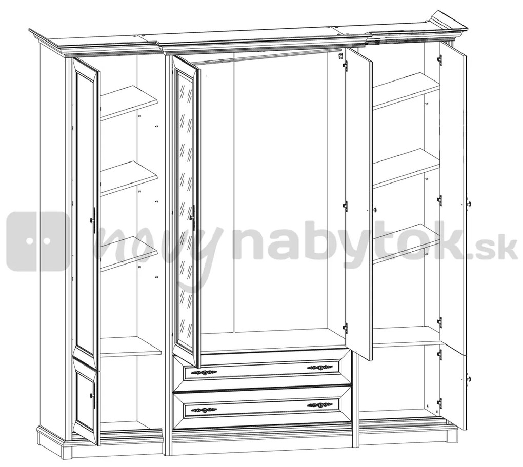 Ruhásszekrény Kendal ESZF 4D2S (Gesztenye). 880808