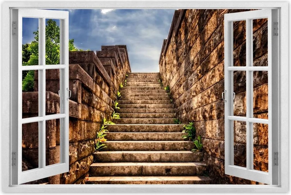 Poszterek 120x80 Kőlépcső fal