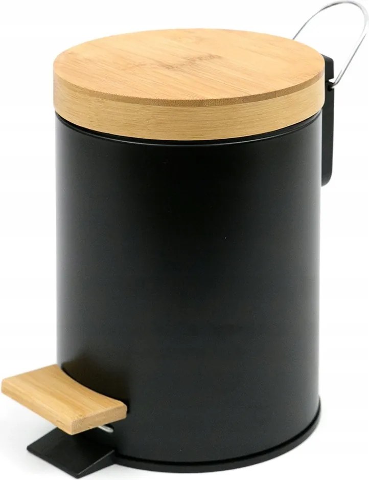 Szemeteskosár Fekete Barna 3L Fürdőszobai 24x17cm Szemetes