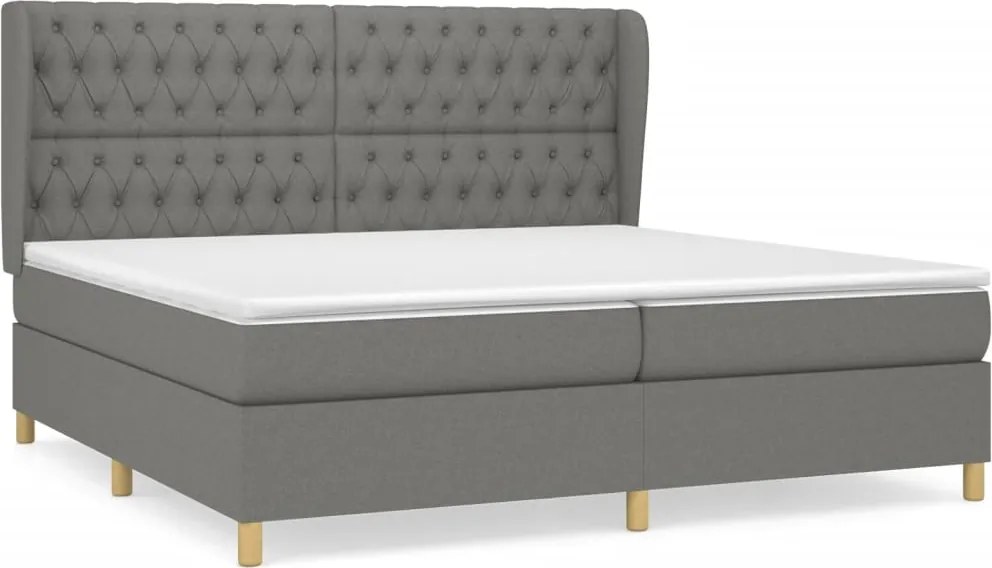 vidaXL sötétszürke szövet rugós ágy matraccal 200 x 200 cm