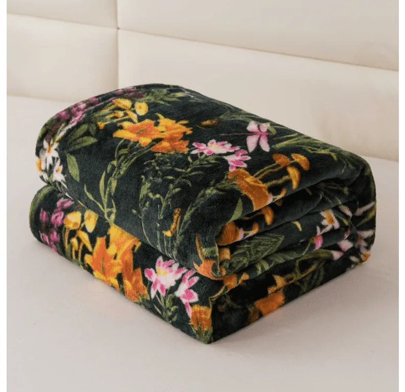 Mikroplüss pléd MYSTIC GARDEN, sötétzöld Méret: 200 x 220 cm