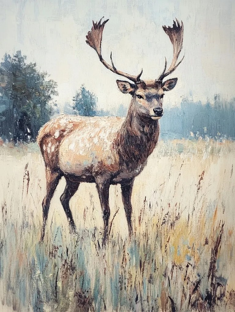 Canvas Vászonkép Portré Szarvas Rét Skandináv Erdő Stílus 60x80