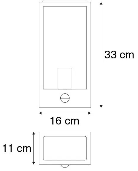 Kültéri fali lámpa sötétzöld mozgásérzékelővel IP44 - Rotterdam