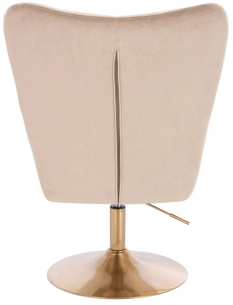 HR650N Latte modern velúr szék arany lábbal
