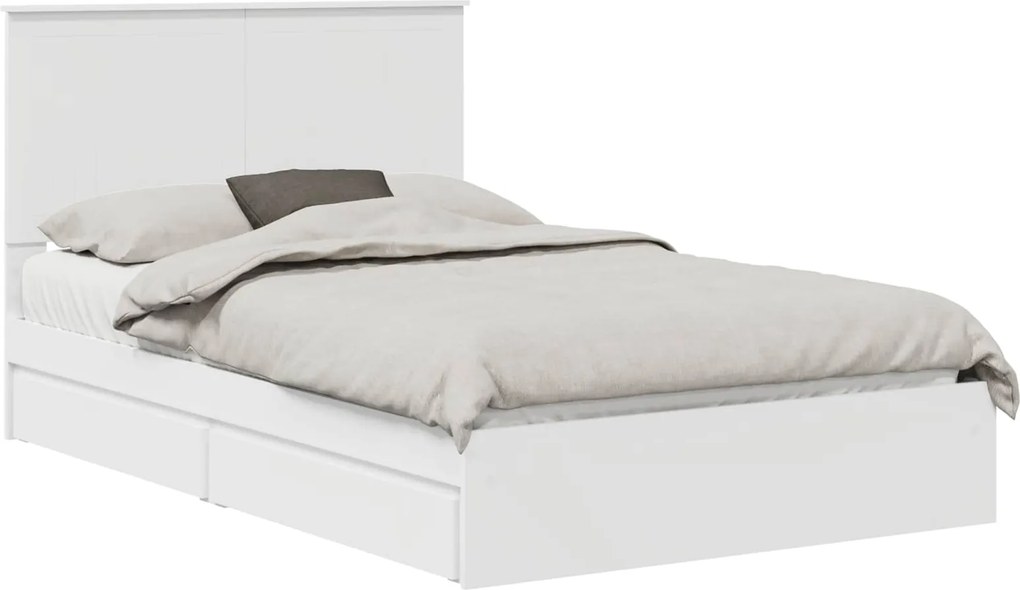 vidaXL Tárolós Ágy fejtámlával fiókkal Fehér 120 x 190 cm Faanyag