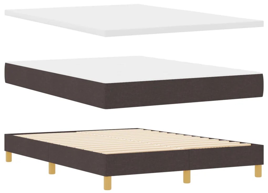 vidaXL Boxspring ágy matraccal sötétbarna 160x200 cm szövet