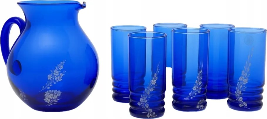 Kék kancsó és poharak Készlet 6+1