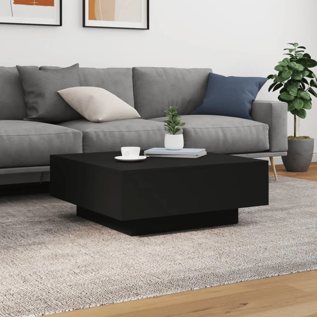Fekete szerelt fa dohányzóasztal 80 x 80 x 31 cm
