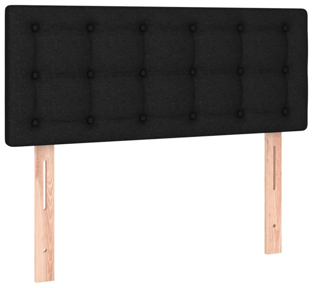 fekete szövet rugós és LED-es ágy matraccal 120x190 cm