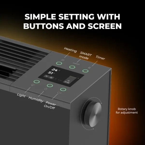 AENO - Okos elektromos hősugárzó/konvektor 1000/2000W fekete